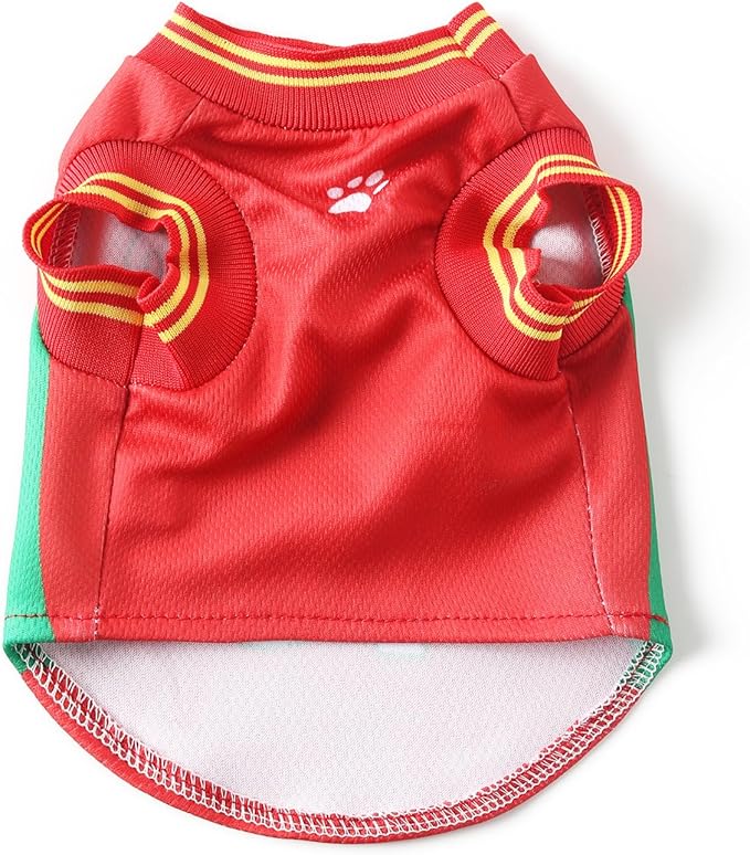 DroolingDog Mexico Pet Dog Jersey Costume, Summer Cooling Mesh Fabric, Soccer Sportswear Team Jersey, Lightweight Football Casual Clothes for Small Dogs, Red, Medium