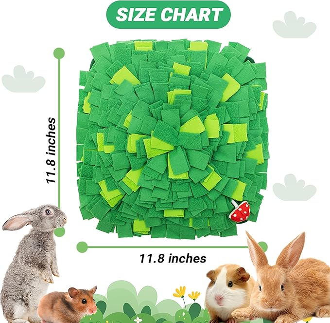 Rabbit Foraging Mat, Interactive Bunny Foraging Toy Indoor, Soft Pet Feeding Mat Toy Also for Hedgehog, Guinea Pig, Hamster, Chinchilla, Kitten, Puppy, Small Animals