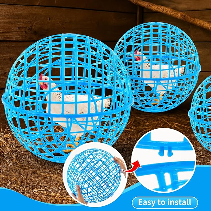 AceOrbit 3 Pcs Chicken Balls Cage 2025 Chicken Orb Ball Cage to Free Range Rolling Movable Poultry Coop Ball, Mobile Safety Globe Cages for Pigeons Rabbits Ducks Outside Roaming(18.9 Inch,Blue)