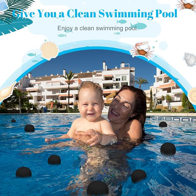 Zubebe Pool Filter Media Balls Fiber Filter Media for Swimming Pool Sand Filters and Bath Center Bathtubs Spas Aquarium and Grime Cleaning Scum (4.6 lbs, Black)