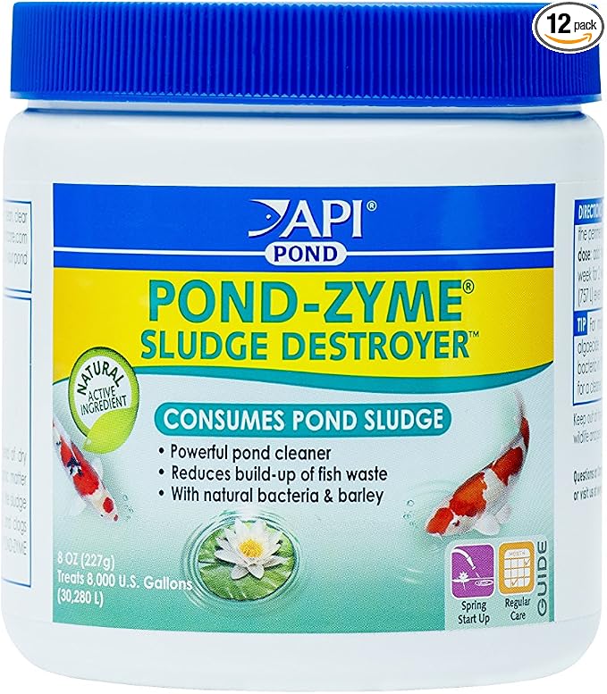 API POND-ZYME SLUDGE DESTROYER (8 oz) Pond Cleaner with Natural Pond Bacteria - Up to 8,000 Gallons - Reduces Fish Waste Buildup - Consumes Muck & Sludge - Spring Start Up & Regular Care