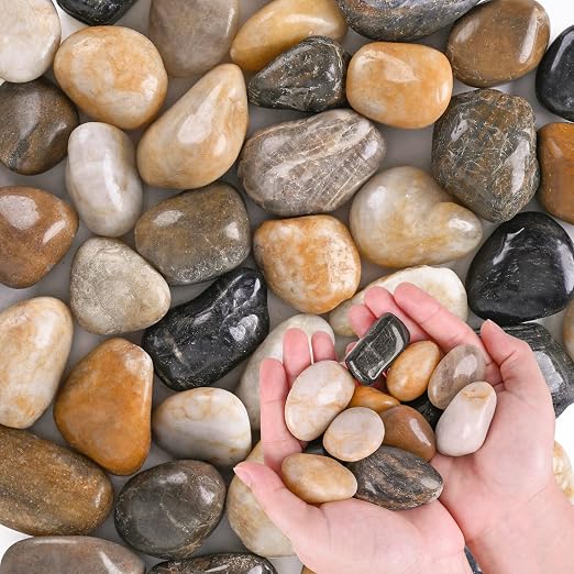 Pebbles for Indoor Plants 3.5 LB Small River Rocks 1"-1.5" Polished Decorative Stones Smooth Aquarium Gravel for Fish Tank Vases Planters Outdoor Landscaping Garden (56oz)