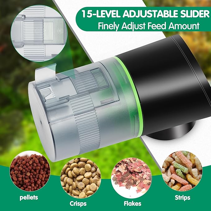 Ycozy Automatic Fish Feeder Rechargeable with USB Cable Moisture-Proof Intelligent Electric Fish/Turtle Feeder for Aquarium & Fish Tank (Plug Powered-EVS)