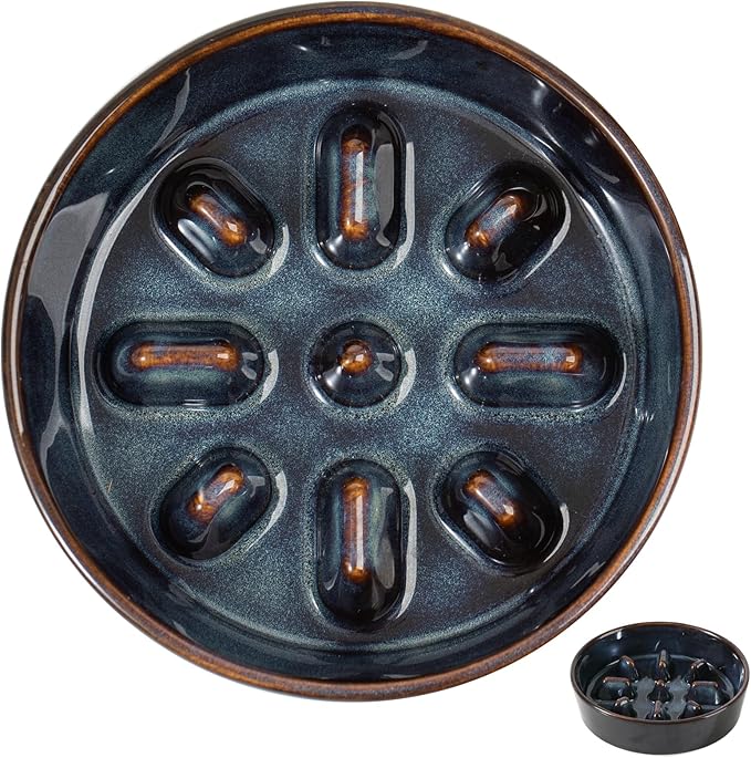 Havniva Slow Feeder Dog Bowls, 0.9 Cups Ceramic Dog Food Bowls 6.1 inch Slow Feeder for Small Dogs Puzzle Bowls for Fast Eater, Pet Slow Feeding Dish Anti-Choking