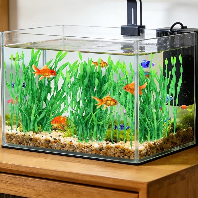 QUOZUO Fish Tank Decorations Seaweed Large Plants, Green Artificial Plants for Aquarium, Fish Tank Accessories, Aquarium Decor Plastic Plants 3pcs