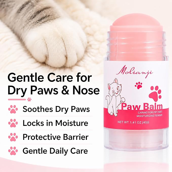 Cats Paw Balm Lick Safe,paw Butter for Cat-Friendly Natural Ingredients1.41oz, Pet Paw Wax moisturizer for Cat,for Healing Cracked Dry Paws,Snouts,Joint Care,Nose Butter for Cats,Pink