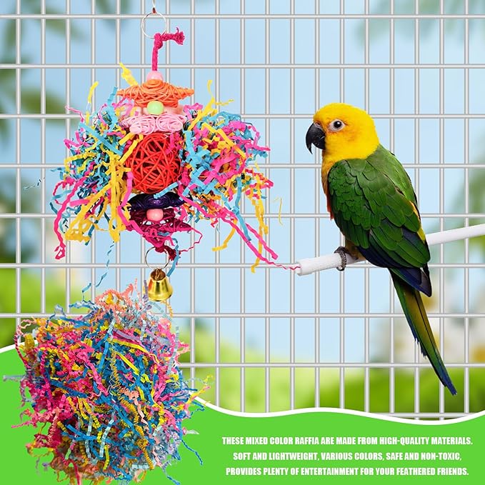 40g Bird Toys Supplement, Colorful Shred Paper Parrot Foraging Toy Refill, Bird Shredded Paper Toys for Parrot Conure Chewing Gift Wrapping