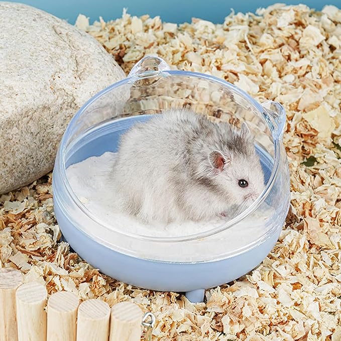 Meow&Woof 2 Hamster Sand Bath Container, Large Sandbox Toilet Gerbil Batheoom, Tiny Chinchilla Dust Bathtub Sand Bath Box for Hamster Cage Accessories 6.5 Inch 2 Pack Set
