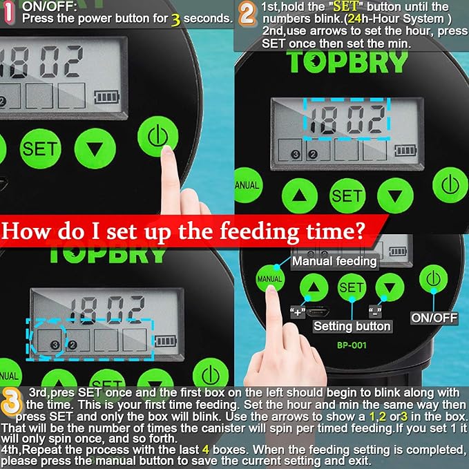 Automatic Fish Feeders - Digital Auto Aquarium Feeder with USB Rechargeable Timer and Fish Food Dispenser