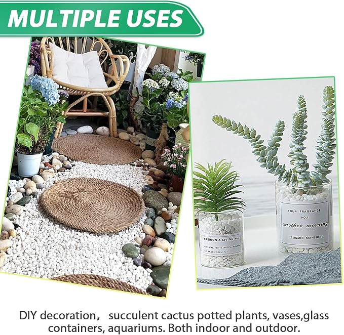 Succulent Rocks for Plants Tiny Pebbles for Planters 4.8LB Pea Gravel Bulk Course Sand Soil Small Decorative Stones for Indoor Bonsai Pots Cactus Top Dressing Aquarium Garden Landscape, White