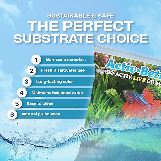 Activ Betta Black Aquarium Gravel - 1 lb - Natural Freshwater Substrate with Live Beneficial Elements - Instant Cycling, Easy Maintenance