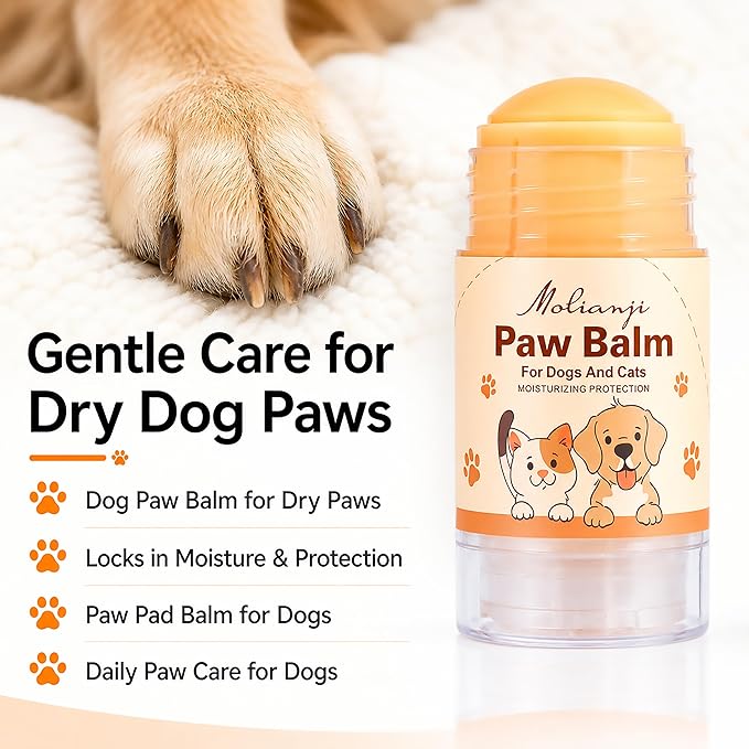 Dog Paw & Nose Balm Stick for Dogs & Cats, 2 Pack 1.41oz/40g, Mess-Free Lick-Safe Paw Wax for Hot Pavement & Winter Salt/Snow, Moisturizes Dry, Cracked Paws & Noses, Beeswax Olive Oil VIT E