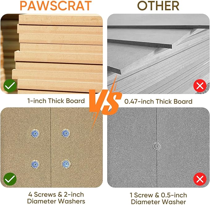 PAWSCRAT Cat Scratching Post 32 Inch High, 5.5 Inch Large Diameter Natural Sisal Cat Scratch Post, Scratch-Resistant and Durable Tall Cat Scratcher for Indoor Cats, Protect Your Furniture, Gery