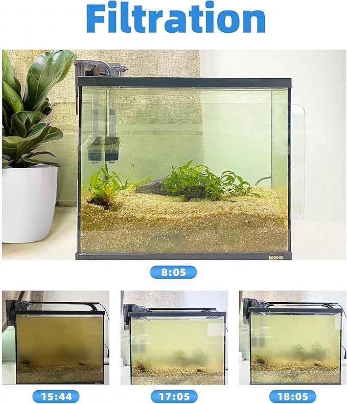 Boxtech Aquarium Hang On Filter - Power Waterfall Suspension Oxygen Pump - Submersible Hanging Activated Carbon Biochemical Wall Mounted Fish Tank Filtration Water (5-10 Gal)