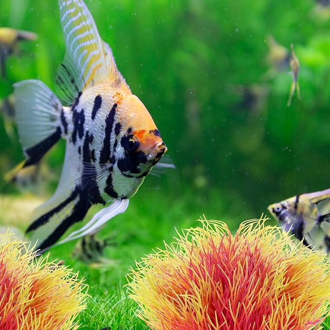 2pcs Aquarium Plants Decorations Artificial Fish Tank Plants Plastic Fish Tank Accessories Green Natural Style Aquarium Plant (Pale Yellow)