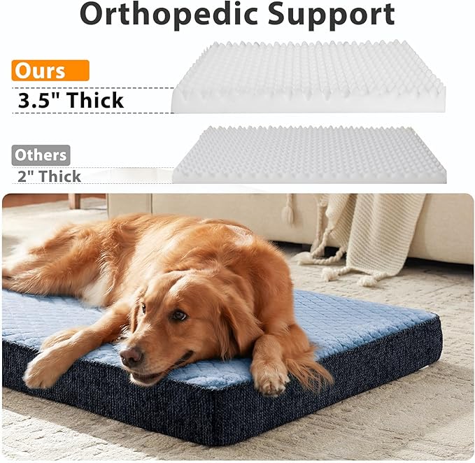 JOEJOY Orthopedic Dog Bed for Small Dogs, Washable Dog Crate Bed Small Sized with Removable Cover, Egg Memory Foam Pet Beds, Blue, 23"x17"
