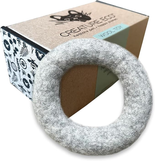 Large Wool Dog Ring Toy – Durable Organic Dog Ring for Medium & Large Dogs – Eco Friendly Natural Dog Toy – Creature ECO - 1 Pack
