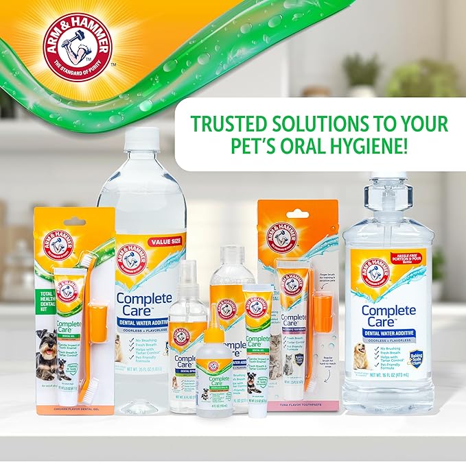 Arm & Hammer Complete Care Dental Gel Dog Toothpaste, Gel-Style for Gentle Enamel Care, Fresh Breath, Tartar Control, Baking Soda Enhanced, Fluoride Free, Chicken Flavor, 2.5 Oz
