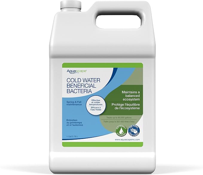 Aquascape Cold Water Beneficial Bacteria for Ponds, 1 Gal / 3.78 L – Maintains Clean and Clear Water in Cooler Temperatures – Safe for Koi, Fish, and Plants, 96021
