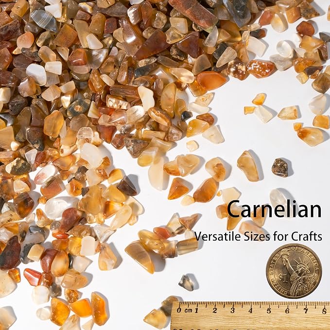 Carnelian Crystal Chips Bulk 2lbs, 2400+ Pieces, 5-8mm Natural Gemstones