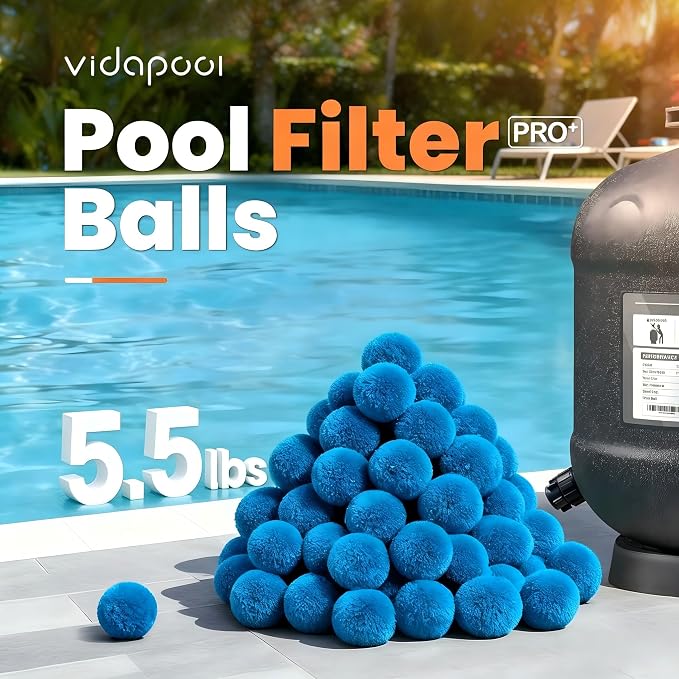 5.5 lbs Pool Filter Balls for Sand Filter, Replaces 180 lbs Sand | Reusable Blue Filter Balls for Swimming Pools, Lightweight Pool Filter Sand Replacement, Efficient Sand Filter Ball