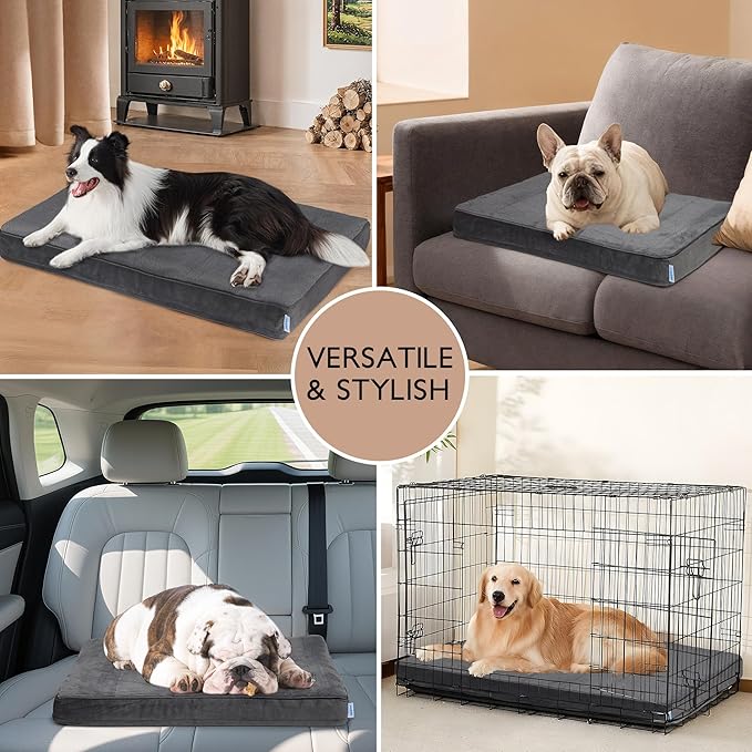 Dog Bed for XX Large Dog - Orthopedic Pet Beds with Memory Foam, Waterproof Removable Washable Cover with Non-Slip Bottom, Grey, 47" L x 29" W x 3" H