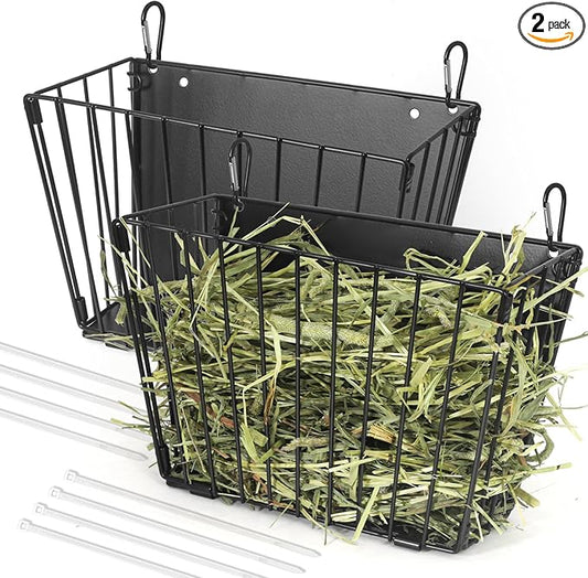 Rabbit Hay Feeder - Guinea Pig Hay Feeder - X-Large Metal Frame Bunny Hay Holder, 9.7x4.7x6.6 inch Guinea Pig Hay Holder for Bunny, Guinea Pigs, Chinchillas, Small Animals (2 Pack)