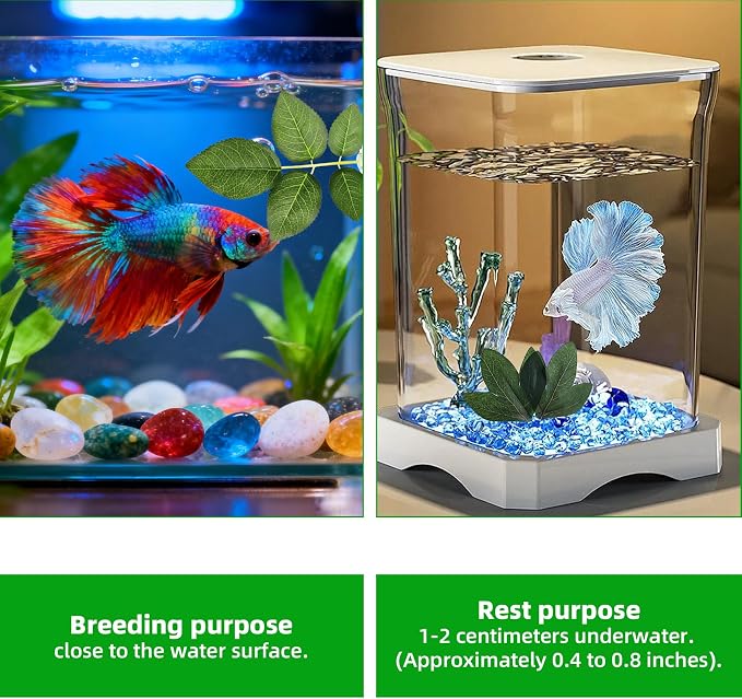 Betta Fish Plant Hammock - Aquarium Floating Leaf Decor with Suction Cup Beta Fish Hideout for Resting Simulating Habitat