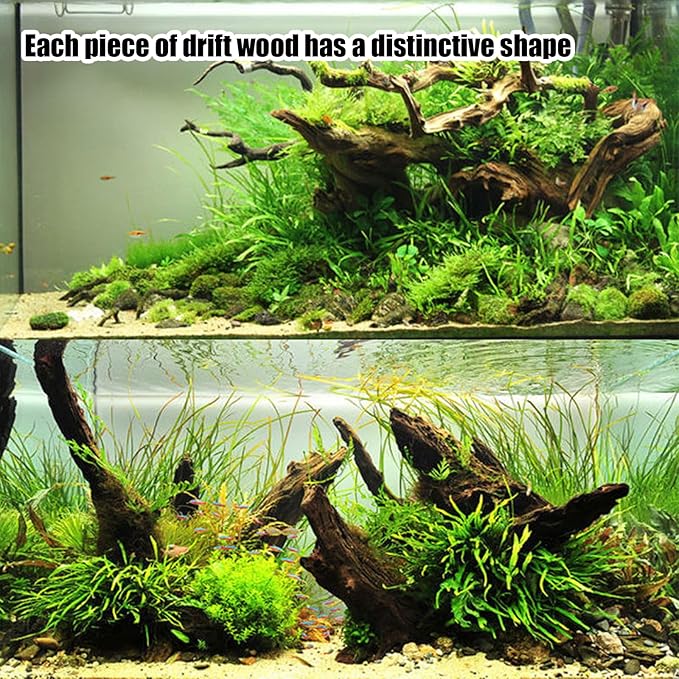 Aquarium Driftwood Natural Aquarium Decoration Tree Trunk with Rockery View Driftwood Landscaping Decoration Dead Wood Root Decor Hideouts (Random Shape) 5-10cm