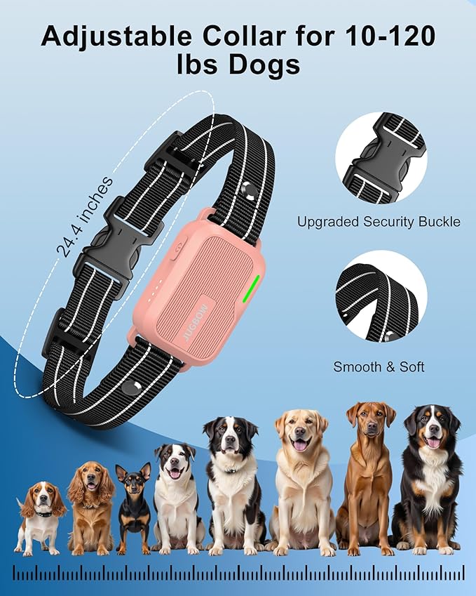Jugbow Dog Shock Collar - 4500FT Dog Training Collar with Remote, IPX8 Waterproof Electric Dog Collar with 4 Training Modes, Security Lock, Rechargeable eCollar for 10-120lbs Dogs(Hot Pink)