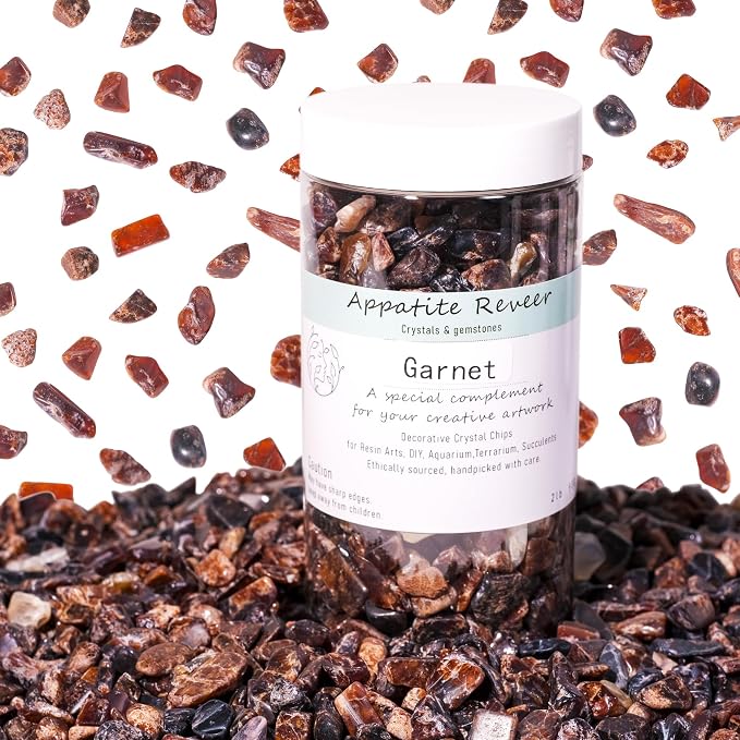 Natural Garnet Crystal Chips 2lbs (1000+Pieces) -8-15mm Deep Red Gemstone Gravel for Jewelry Making, Healing Crystals, Aquarium Decor, Plants & Crafts ?Stone of Energy & Protection