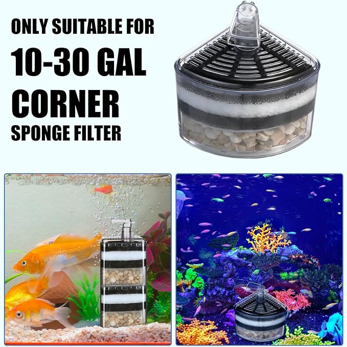 Frienda 12 Pcs Aquarium Corner Sponge Filter Replacement Pads Fish Tank | 10-30 Gallon Replacement, Aquarium Sponge Filter Pad, Foam Air Driven Media Corner, Fry Shrimp Nano Fish Tank Filtration
