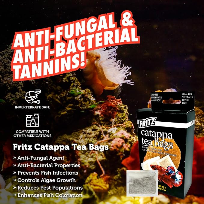 Fritz Aquatics Betta Botanicals for Betta and Community Fish Aquariums (Cattapa Tea Bags - 10ct)