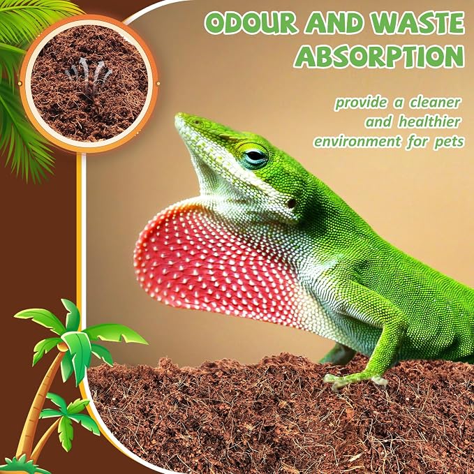Riare 10 LB Natural Coconut Fiber Substrate, Coco Coir Reptile Bedding | Coconut Husk Reptile Substrate for Tortoises, Hermit Crabs, Snakes, Bearded Dragon, Geckos, Reptile Enclosure/Terrarium Setup