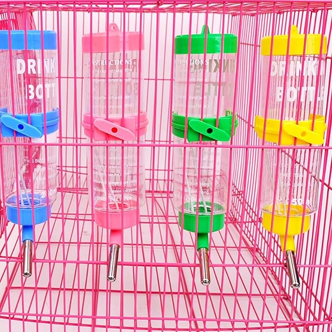 125ML Hamster Water Bottle Steel Ball Design Non-drip Plastic Small Animal Auto Dispenser Pet Supplies Water Feeder for Hamster,Rabbit, Guinea Pig, Squirrel Pink Hanging Water Auto Dispenser