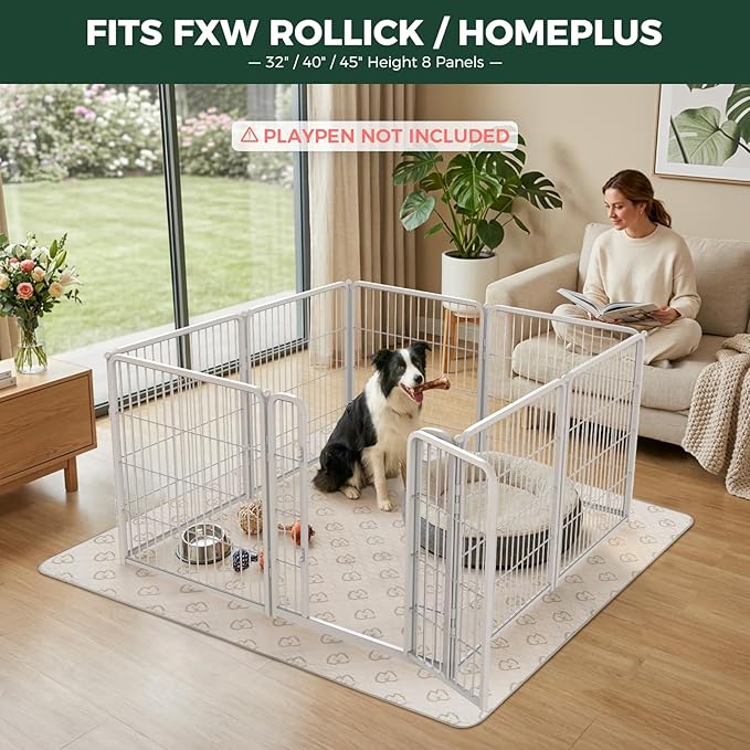 FXW Washable Pee Pads for Dogs, Puppy Pads with Super Absorbent, Specifically Designed for FXW Rollick/Homeplus 32/40/45inch 8 Panels Dog Playpen, 71" Square, Khaki, 2 Packs