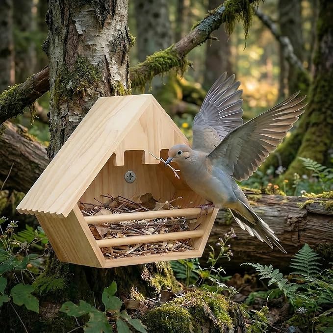 Cedar Dove Nesting Box for Outside, Wooden Open Pigeon House