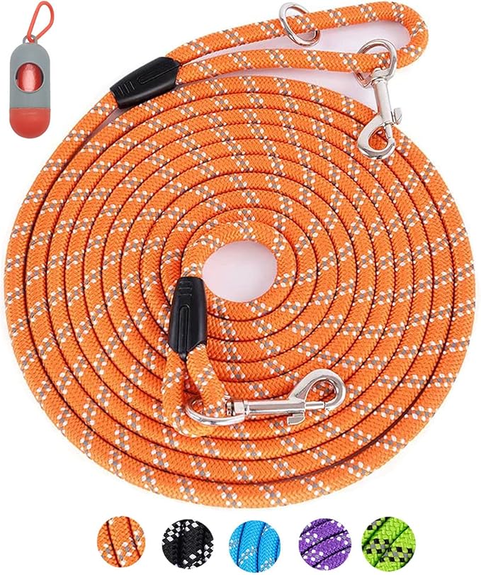 Long Line Leash for Dog Training 10FT 16FT 30FT 50FT 100FT, Reflective Threads Check Cord Dog Lead for Large Medium Small Dogs, Dog Tie-Out Cable for Outside WalkingPlaying, Camping, or kyard