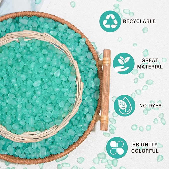 QEQEKAKA Sea Glass Stones for Crafts 2.75LB Mint Green Pebble Gemstone Bulk | Small Glass Stones for Beaching Wedding DIY Decor Aquarium Turtle Tank Vase Filler (1180g/41.62oz)