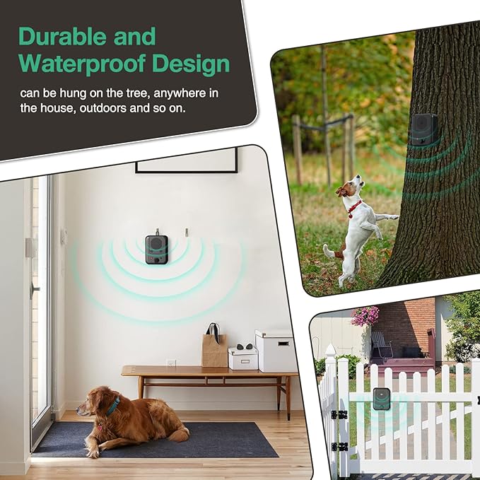Queenmew Anti Barking Device for Dogs, 3 Modes Rechargeable Dog Bark Deterrent Devices, 30ft Effective Stop Bark Box with Adjustable Frequency & Range for Walking, Fit All Breeds&Size Dog
