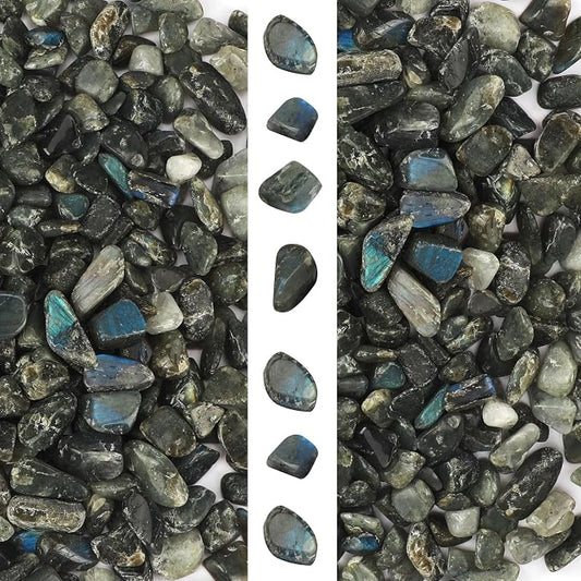 gemshan 2lb/910g Labradorite Stone Chips Crushed Irregular Rock for Fish Tank Aquarium Gravel Flowerpot Decoration