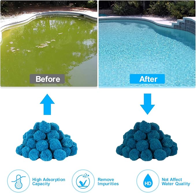 Askyli 3.1 lbs Pool Filter Balls for Sand Filter, Reusable Pool Sand Filter Balls, Efficient Blue Filter Media Balls, Suitable for All Sand Filter System (Equals 100lbs Pool Filter Sand)