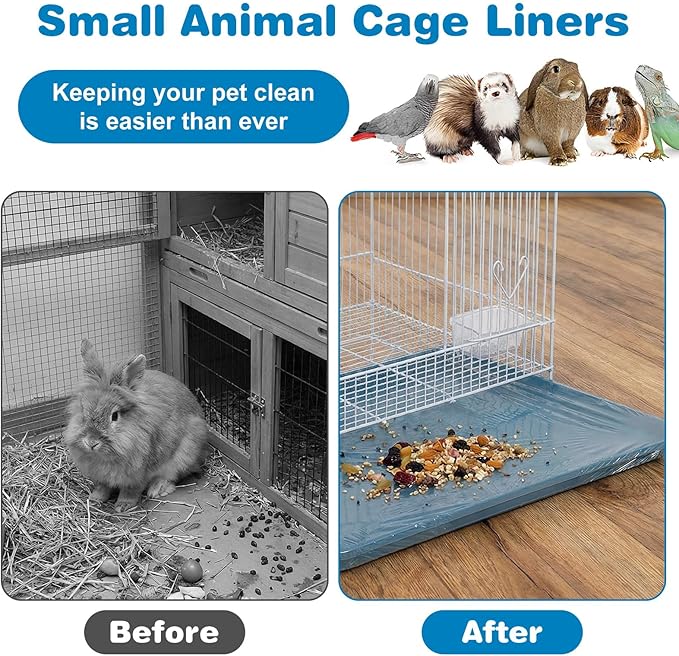Disposable Bird Cage Liners, 50Pcs Elastic Plastic Birds Cage Tray Liners, Waterproof Birds Cages Tray Liner, Universal Birdcage Liner Bags for Parakeets, Parrots, Bird Cages Accessories(13.7" x 9.8")