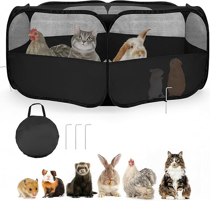 Small Animal Playpen with Mesh Cover & Waterproof Bottom Cat Tent Chicken Brooder Rabbit Guinea Pig Cage Playpen for Small Animals Indoor Outdoor Use
