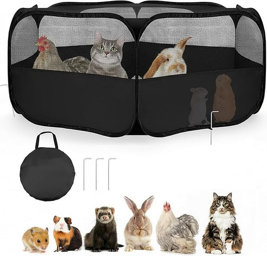 Small Animal Playpen with Mesh Cover & Waterproof Bottom Cat Tent Chicken Brooder Rabbit Guinea Pig Cage Playpen for Small Animals Indoor Outdoor Use