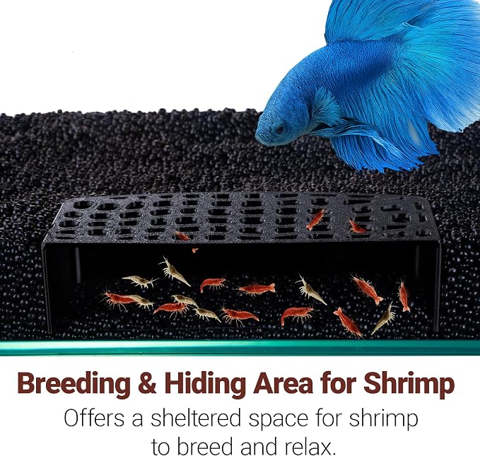 2Pcs Shrimp Hide Cave, Aquarium Shelter, Shrimp Tank Accessories, Fish Tank Decorations (Black)