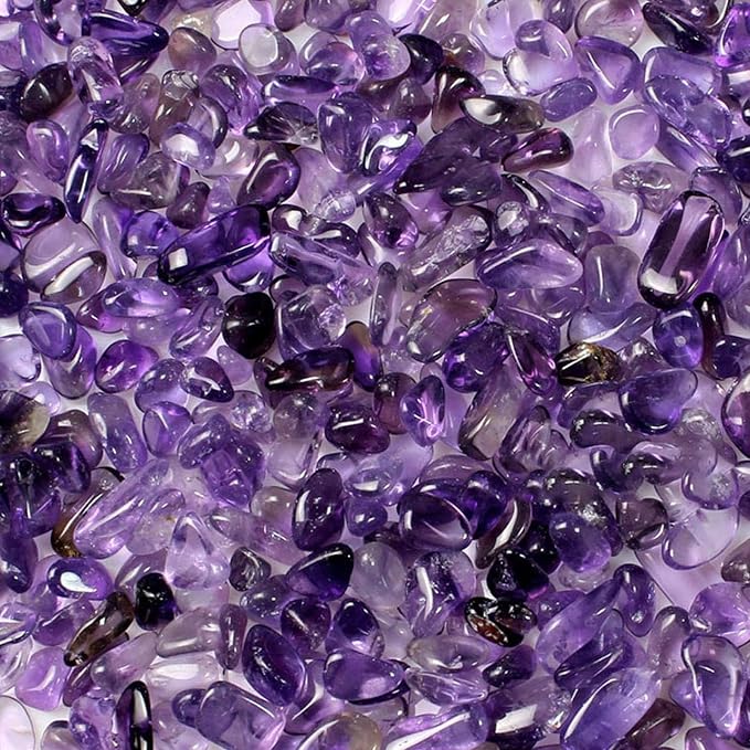 JOHOUSE 1 LB Amethyst Chips, Quartz Crystals, Polished Stone Vase Filler | Irregular Shaped Succulent Rocks for Plants Indoor, Betta Fish Tank Gravel, Table Scatter and DIY Crafts