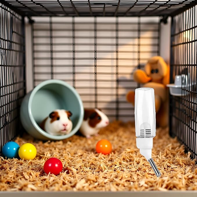 80 ml- No Drip Water Dispenser for Small Animals - Transparent Hanging Bottle for Rabbits, Guinea Pigs, Hamsters, Mice, and Ferrets - Leak Proof with Filter, Water Bottles