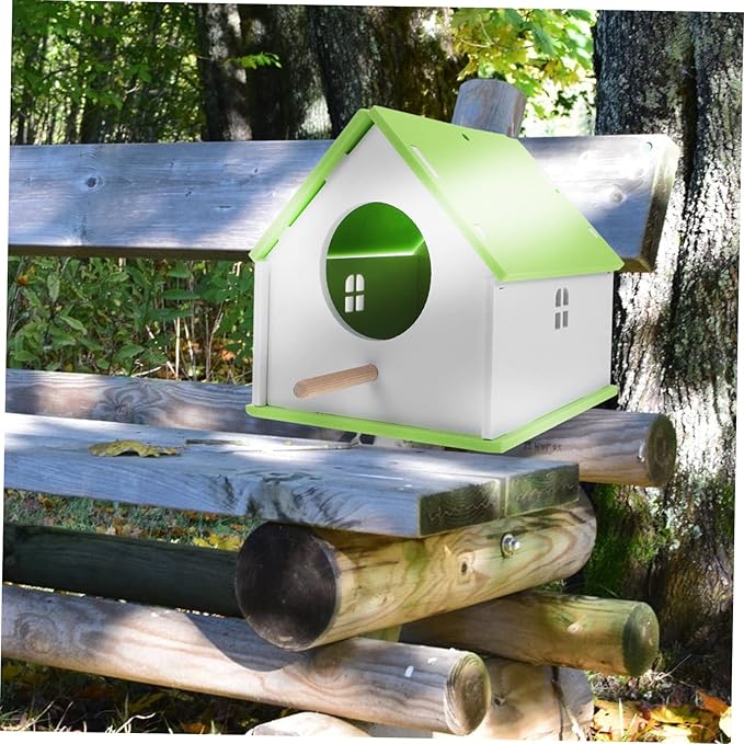 Pet Bird House for Parrots - Light Green Parrot Nest and Feeding House - Durable PVC Bird Feeder Cage for Garden Decor and Nesting