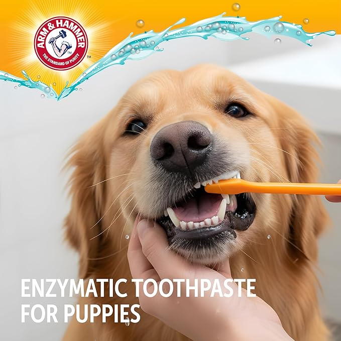 Arm & Hammer Complete Care Puppy Dental Kit, Enzymatic Toothpaste with Baking Soda and Calcium for Dogs, Peanut Butter Flavor, Toothbrush and Microfiber Brush Included, Fluoride-Free, 2.5 Oz